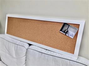 'All White' Extra Long Cork Pinboard w. Modern Frame