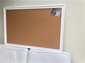 'All White' Super Size Cork Pinboard w. Classical Frame