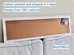 Ready To Ship - Extra Long Cork Pinboard with Modern Frame -  100+ Colours