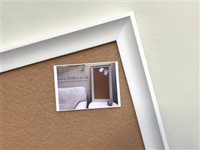'All White' Long Cork Pinboard w. Elegant Frame