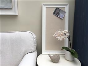 'All White' Large Fabric Pinboard with Traditional Frame