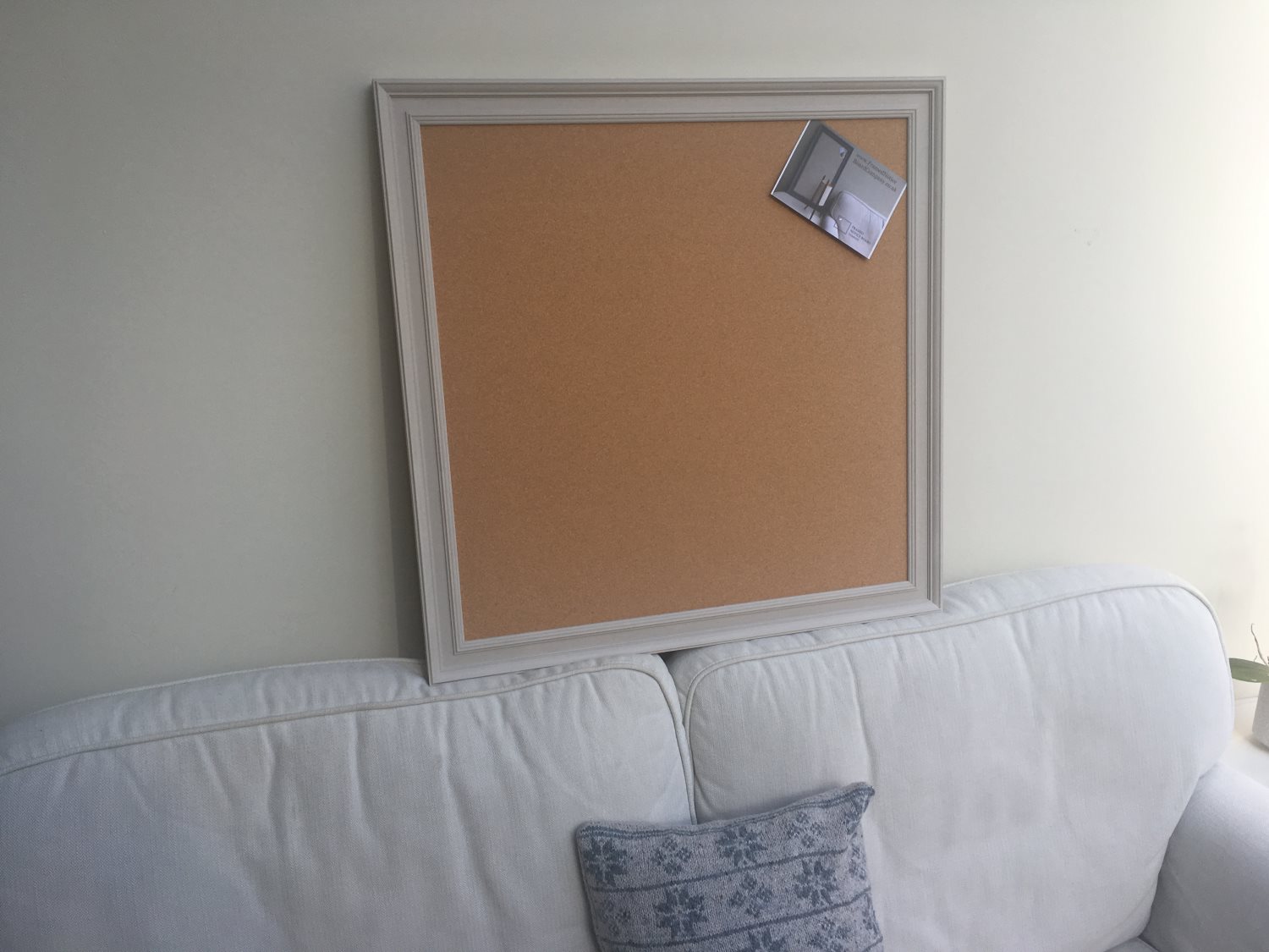 Large Pin Board. A large cork notice board with grey frame painted in 
