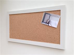 'All White' Large Cork Pinboard w. Modern Frame