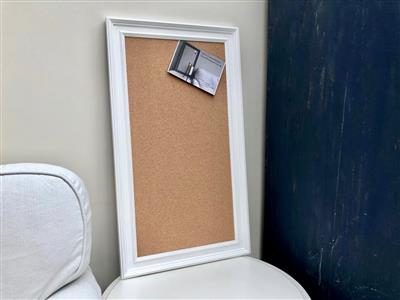'All White' Large Cork Pin Board w. Traditional Frame