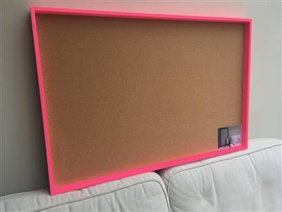 Neon Pink Giant Cork Pin Board w. Box Frame