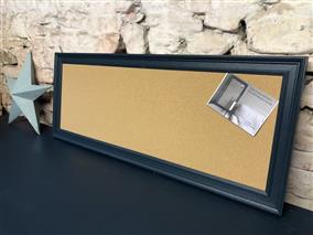 'Hague Blue' Long Cork Pin Board w. Traditional Frame