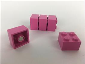5 LEGO Brick Magnets - Pink
