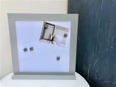 'Plummett' Small Magnetic Whiteboard w. Modern Frame & Shelf