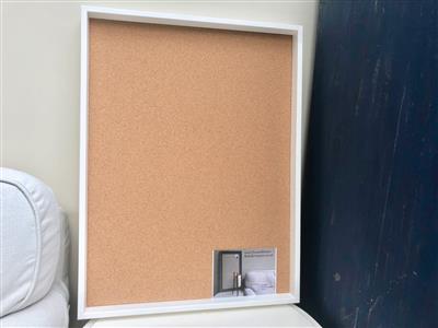 'All White' Large Cork Pin Board w. Box Frame