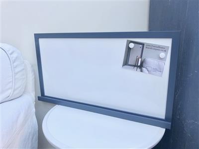 'Stiffkey Blue' Large Magnetic Whiteboard with Shelf & Slim Frame