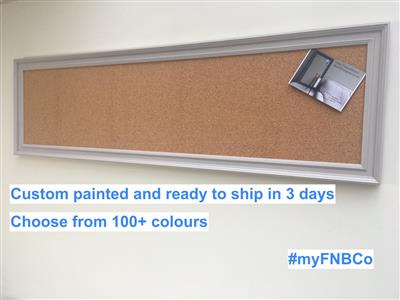 Ready To Ship - Extra Long Cork Pinboard with Traditional Frame - 100+ Colours