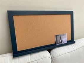 'Hague Blue' Large Cork Pin Board w. Modern Frame & Shelf